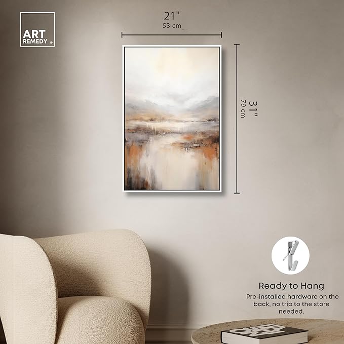 Art Remedy Natural Cascades Canvas Muted Abstract Wall Art, White Frame, 20" x 30"