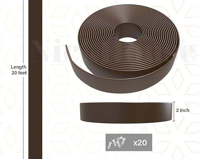 20' ft x 2 Inch Wide Vinyl Strapping Replacement Straps for Patio Chairs Outdoor Chair Repair Lawn Furniture Repair Strap Matte Finish (Dark Brown) + 20 Free Rivets!