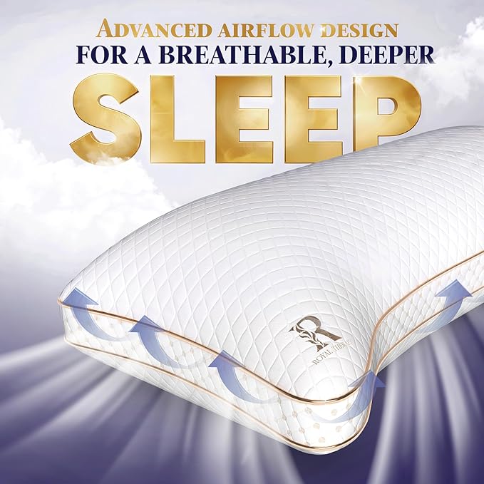 Royal Therapy King 2-Pack Memory Foam Pillow, Adjustable Shredded Odor-Free Pillow for Neck & Shoulder Pain Relief, Support for Back, Stomach, Side Sleepers BioForm