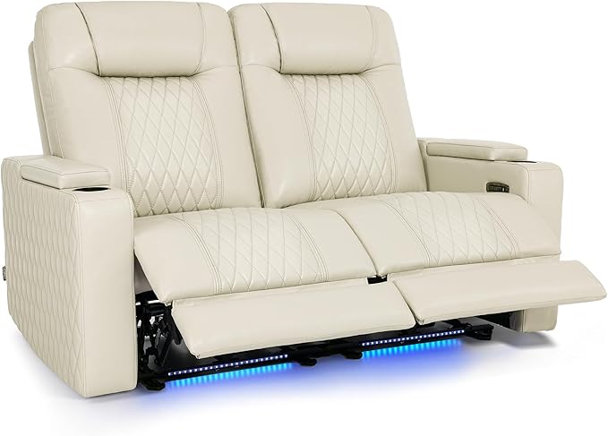 MCombo 65" Zero Gravity Oversized Power Reclining Loveseat with Adjustable Headrest for Living Room, Double Recliner Sofa with USB & Type C Port, Armrest Storage & LED Light HTS401SET