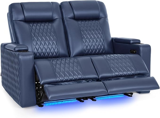 MCombo 65" Zero Gravity Oversized Power Reclining Loveseat with Adjustable Headrest for Living Room, Double Recliner Sofa with USB & Type C Port, Armrest Storage & LED Light HTS401SET