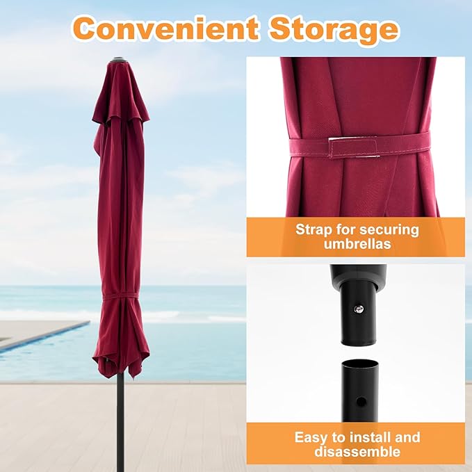OLIXIS Patio Umbrella with Tilt and Crank Button & Sturdy Ribs Waterproof, Patio Table Umbrella Perfect for Poolside, Terrace, Beach and Outdoor Restaurant