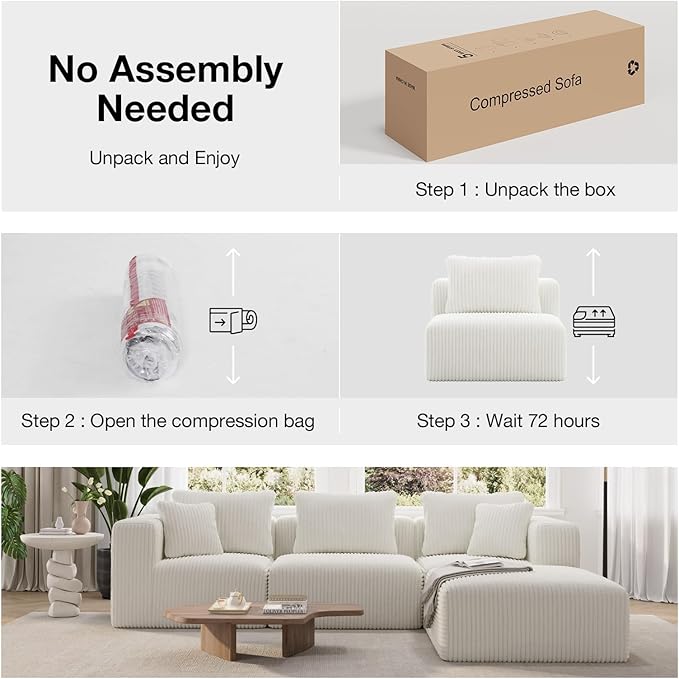 Novilla Modular Sectional Sofa, Modern Cloud Sectional Couch with Smarts Coil® Support, Upholstered Boneless Couch for Living Room Apartments Bedroom, No Assembly Required, Beige (Left-Arm Chair)