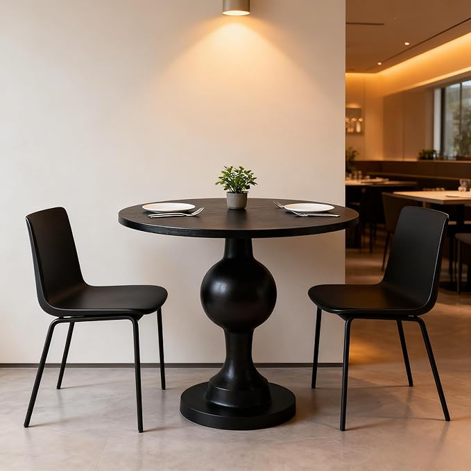 Merax 31" Round Dining Table for 2-4, Aluminum Circle Kitchen Dinner Table, Mid Century Modern Leisure Bistro Table for Kitchen Living Room Apartment Cafe Small Places