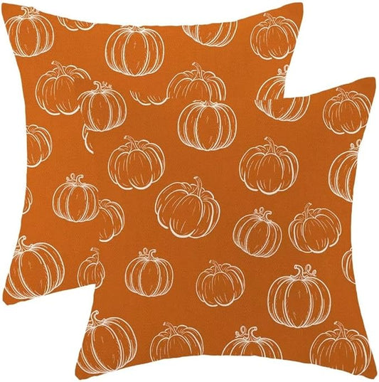 BETGINY Fall Pillow Covers 16 X 16 Inch Set of 2 for Fall Decor Throw Pillow Covers Orange Pumpkin Cushion Cases Autumn Thanksgiving Decorative Outdoor Pillows for Couch Home Sofa Living Room