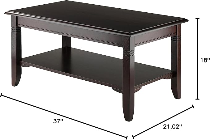 Winsome Nolan Coffee Table, for Living Room, 18", Cappuccino