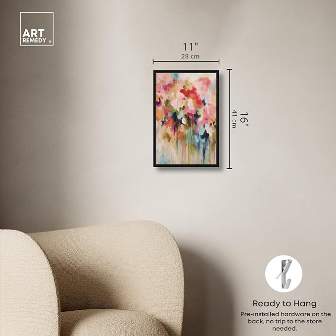 Art Remedy Soft Lush Pastel Canvas New Floral Wall Art, Black Frame, 10" x 15"
