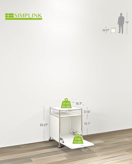 Matte Storage Cart with Flap Door, Large Capacity Storage Cart with Detachable Wheels, DIY Modern Home Furnishing, Great for Home, Office, Bedroom, Kitchen (White)