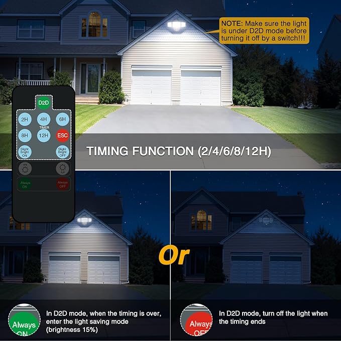 Onforu Plug in Flood Light,60W 6000LM Dusk to Dawn Outdoor Lighting,with Remote,IP65 Waterproof,3 Adjustable Heads Light for Garage Yard