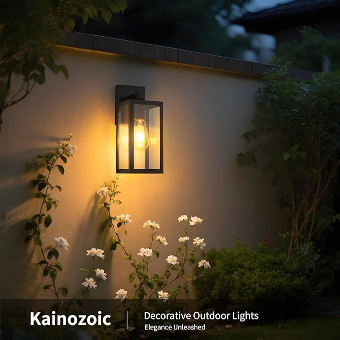 Outdoor Wall Light Fixtures Exterior Waterproof Porch Lights Outdoor Anti-Rust Wall Lantern with Clear Glass Patio Sconce Light - 2 Pack