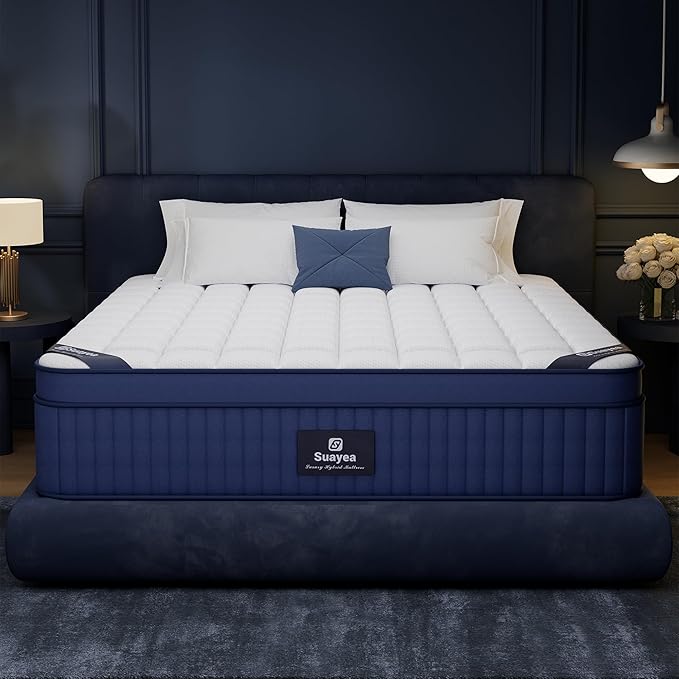 Firm Queen Mattress 14 Inch, Cooling Memory Foam Queen Size Mattress with 7-Layers Support, Hotel Collection Hybrid Mattresses with Pocket Spring for Back Pain Relief, CertiPUR-US Certified