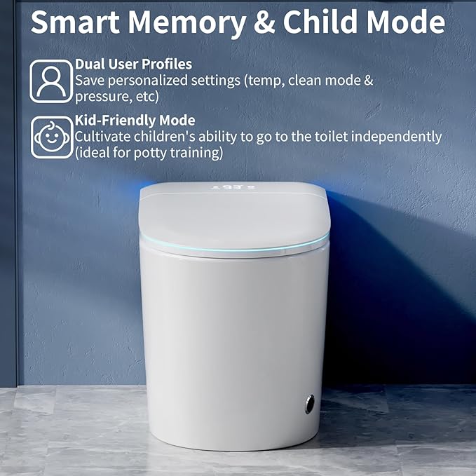 Smart Toilet with Bidet Built in, Bidet Toilet with Heated Seat and Night Light, Modern Tankless Toilet with UV for Bathroom, One Piece Toilets with Soft Close, Dryer, Foot Sensor, Auto Lid&Seat