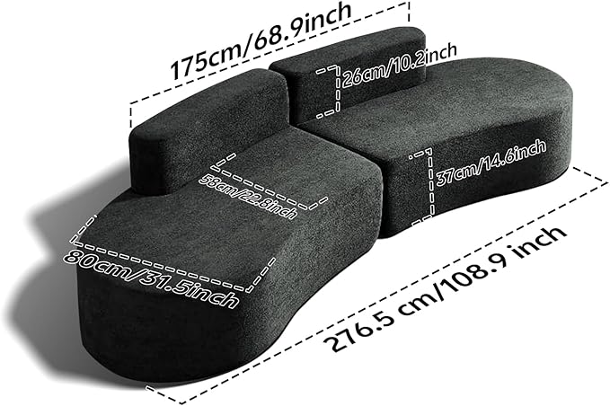 Swbvs Modular Floor Sofa Set, Boneless Memory Foam Lounge Couch, Convertible Low-Profile Seating for Living Room, Bedroom & Small Spaces, Washable Cover, Modern Black