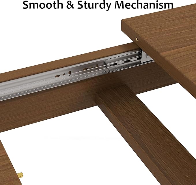 71" to 106" Expandable Dining Table, Modern Large Table for 6-10 People, Space-Saving Extendable Kitchen & Office Table, Warm Oak