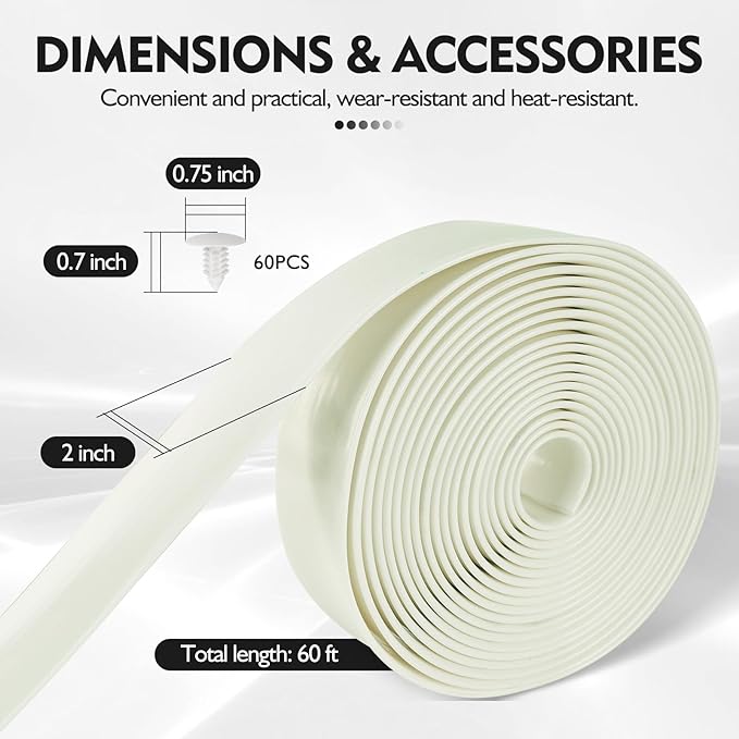 LukLoy 2" Wide 60ft Long Vinyl Straps for Patio Chairs Repair DIY + 60 Rivets, Replacement Straps for Lawn Chairs Patio Garden Balcony Outdoor Lounge Dining Furniture Repair, White