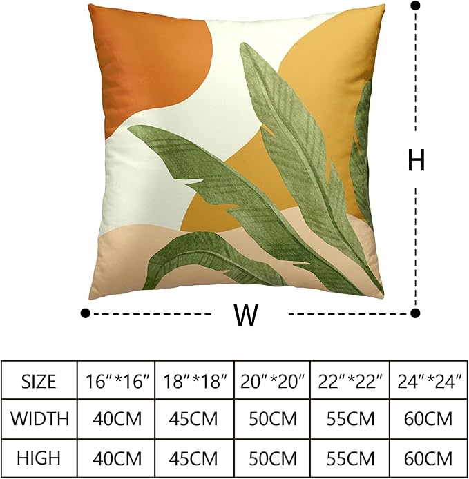 Boho Abstract Pillow Covers Tropical Leaf Throw Pillow Case Palm Tree Modern Decorative Cushion Case 22x22 for Living Room Home Decor Couch Sofa Set of 2