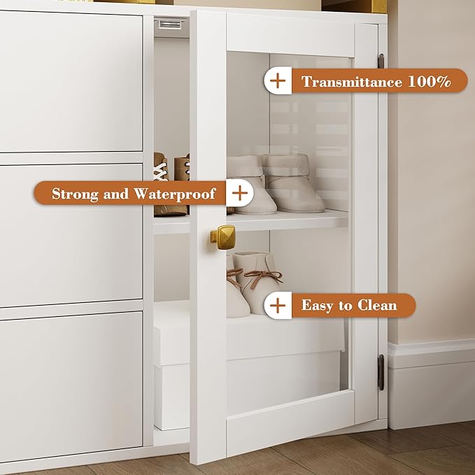 Closet System Organizer, 81.3” H Wardrobe Closet with 3 Wooden Drawers, Clothes Rack with Hanging Rods, 4 Tiers Shelves, Metal Frame, White and Gold