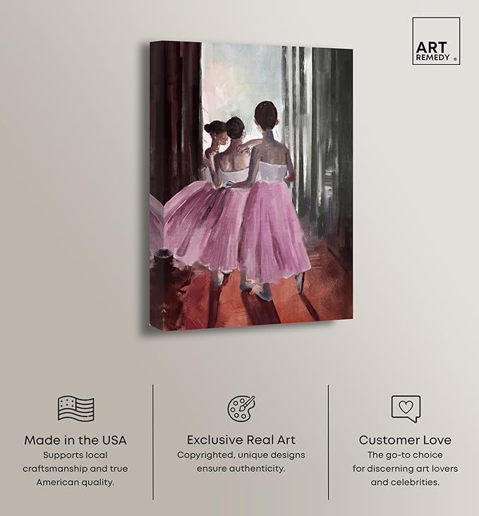 Art Remedy Little Girls Ballerinas Canvas Classic Vintage Wall Art, Gallery Wrapped, 24" x 36"