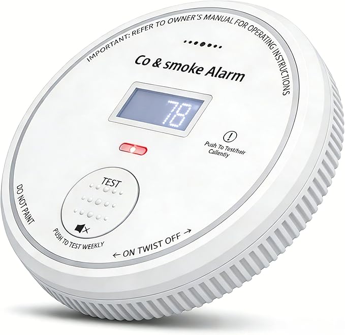 Smart WiFi Smoke & CO Detector with Mobile Alerts, 10-Year Built-in Battery, LED Indicator, 85dB Alarm for House