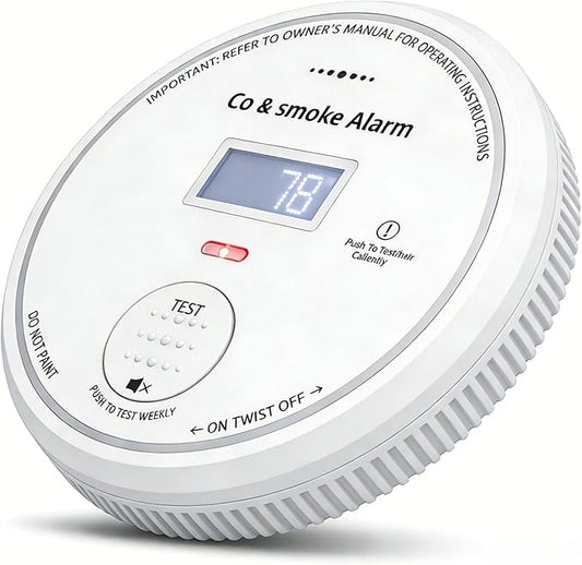Smart WiFi Smoke & CO Detector with Mobile Alerts, 10-Year Built-in Battery, LED Indicator, 85dB Alarm for House