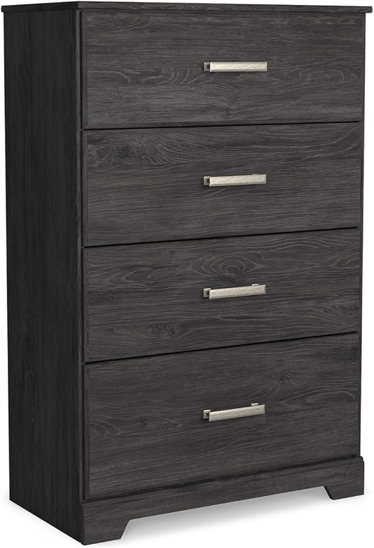 Signature Design by Ashley Belachime Casual 4 Drawer Chest with Easy Glide and Safety Stop, Gray