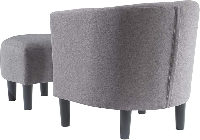 Convenience Concepts Take a Seat Churchill Accent Chair with Ottoman, Cement Gray Fabric