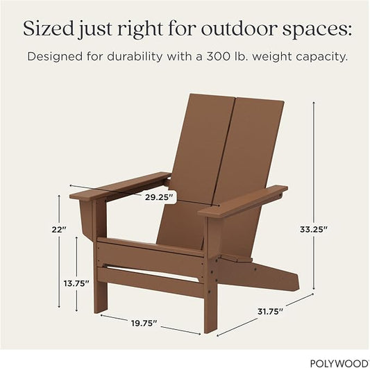 POLYWOOD Contemporary Modern Oversized Adirondack Chair in Teak