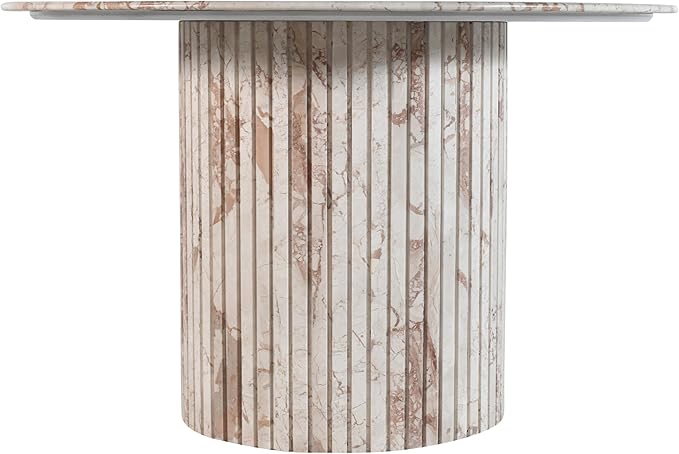 Meridian Furniture 248Breccia-DT48 Genoa Collection Art Deco Dining Table with Handcrafted Genuine Marble, Breccia Marble, 48" W x 48" D x 30" H, Breccia