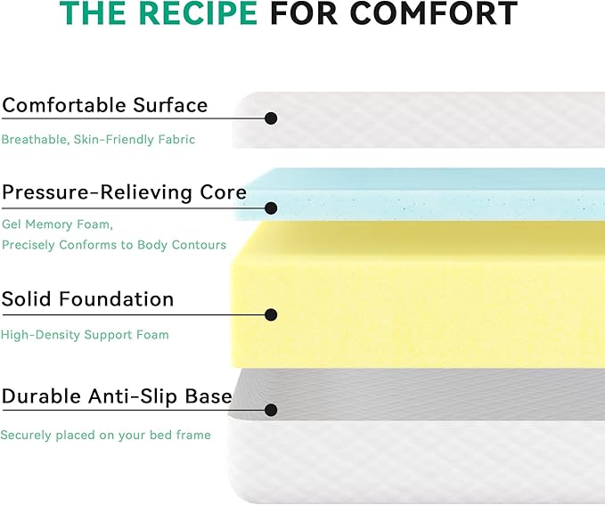 CloudDrift Twin Mattress, 10 Inch Memory Foam Mattress in a Box, Fiberglass Free, Relieve Pressure with Medium Firm Support, Motion Isolation, CertiPUR-US Certified Colchón in a Box