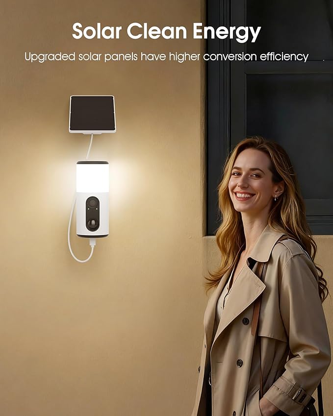 Floodlight Camera with Solar Panel, 4MP Battery Powered Security Cameras for Home Security, 2 Way Audio, PIR Motion Sensor, 2.4G/5G Dual Band WiFi, SD/Cloud Storage(2 Pack)