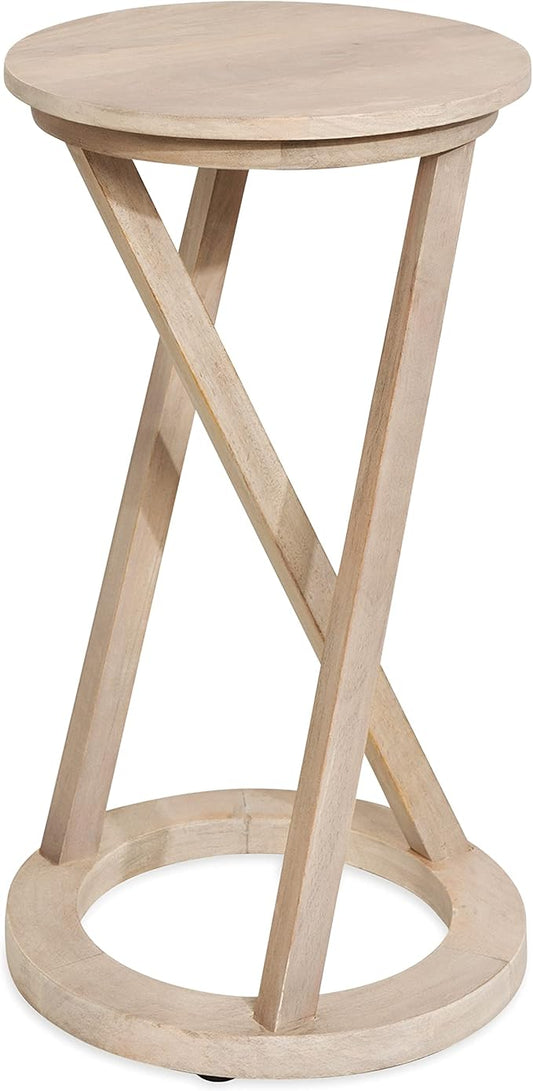Kate and Laurel Aja Modern Round Side Table; 15 x 15 x 23; White; Decorative Modern Geometric Wood Bedroom Nightstand Table with Circular Tabletop and Unique Slanted Legs