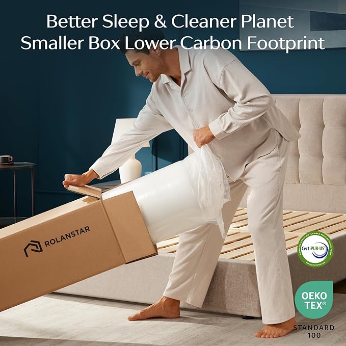 Rolanstar 6 Inch Full Mattress Gel Memory for Cool Sleep & Pressure Relief, Medium Firm Feel, CertiPUR-US Certified, Mattress in a Box, White