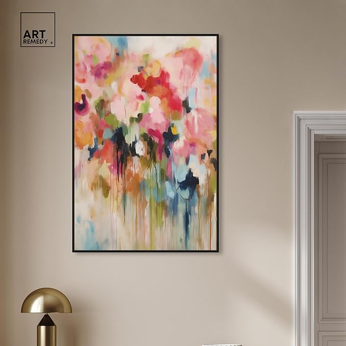 Art Remedy Soft Lush Pastel Canvas New Floral Wall Art, Black Frame, 30" x 45"