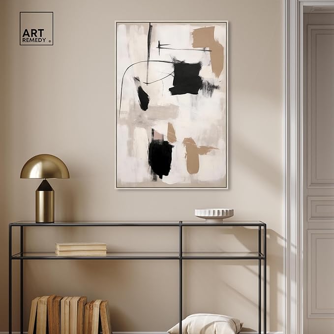 Art Remedy Strings in Abstraction Canvas Muted Abstract Wall Art, Silver Frame, 24" x 36"