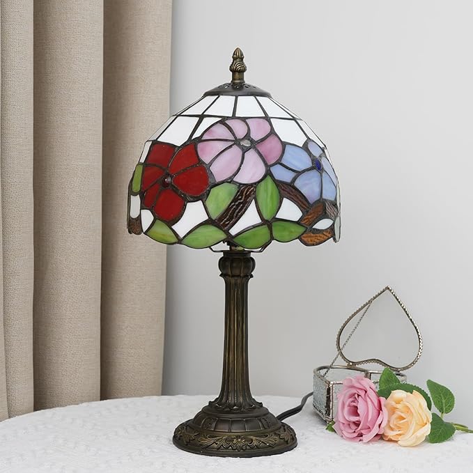 Tiffany Lamp Stained Glass lamp Small Bedside Table Lamps for Living Room Bedroom Dorm Kitchen Home Decor Festival Birthday Gift,Morning Glory