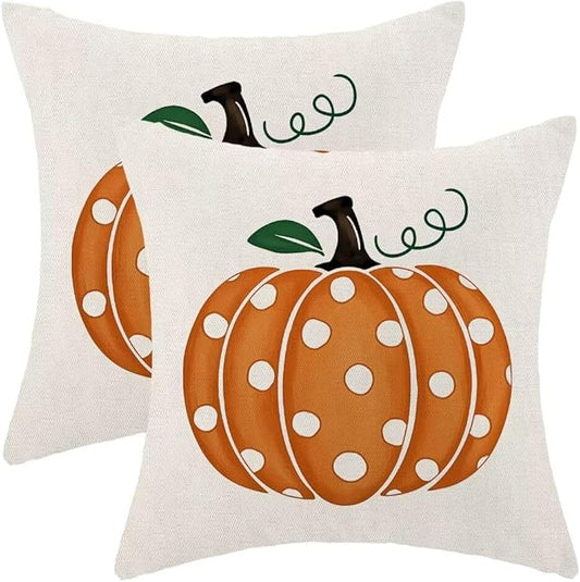 BETGINY Fall Pillow Covers 18X18 Inch Set of 2 Polka Dots Pumpkin Throw Pillow Covers Orange Fall Decor Cushion Cases Autumn Thanksgiving Decorative Outdoor Pillows for Sofa Couch Home