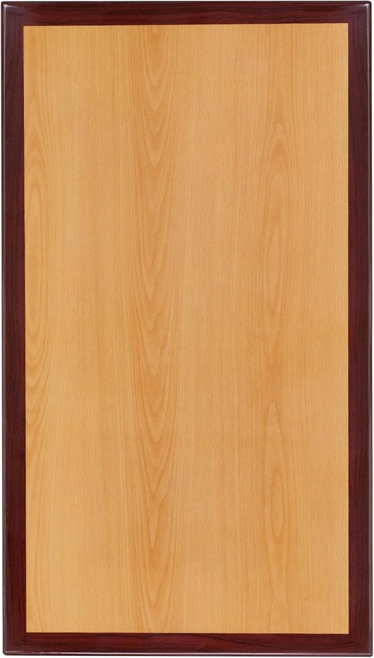 Flash Furniture Glenbrook 30" x 42" Rectangular 2-Tone High-Gloss Cherry Resin Table Top with 2" Thick Mahogany Edge