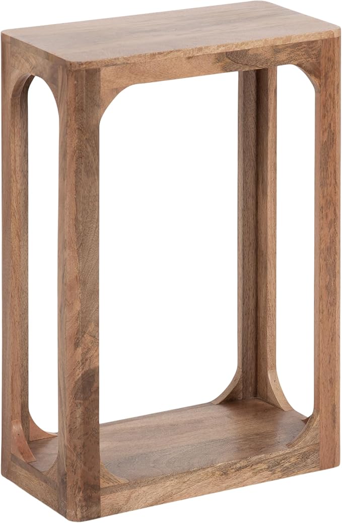 Kate and Laurel Dahl Modern Slatted Wooden Slim Side Table; 16 x 8 x 24; Natural Wood; Transitional Wood Narrow End Table for Use as Living Room Plant Stand or Small Bedroom Nightstand