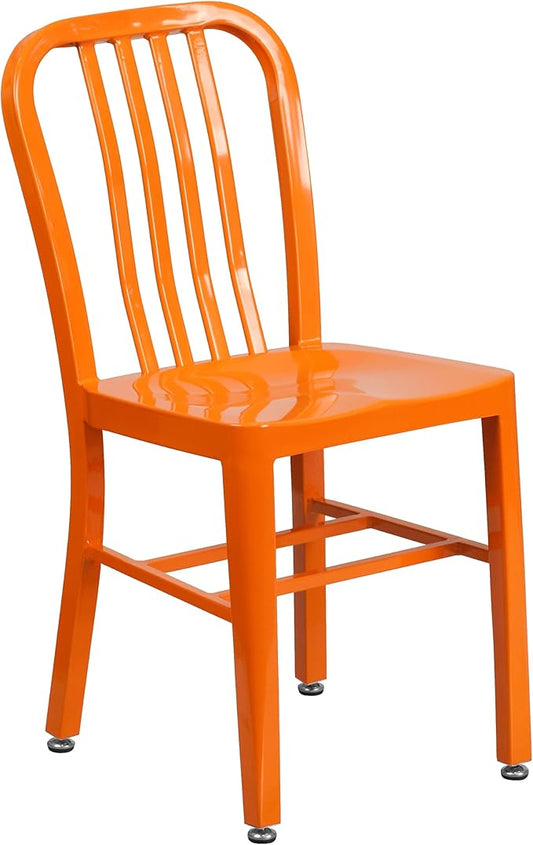 Flash Furniture Commercial Grade Orange Metal Indoor-Outdoor Chair