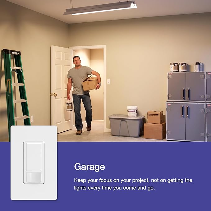 Lutron Maestro Motion Sensor Light Switch Indoor for Bathroom, Garage, Laundry Room, Any Bulbs, Occupancy Vacancy Sensor, Single-Pole, MS-OPS2-BR, Brown
