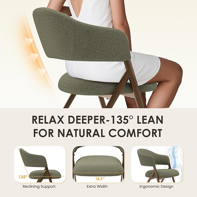 COLAMY Dining Chairs Set of 4, Modern Fabric Upholstered Dining Room Kitchen Side Chairs with Iron Legs, Open Back and Padded Seat, for Living Room/Restaurant/Cafe, Green