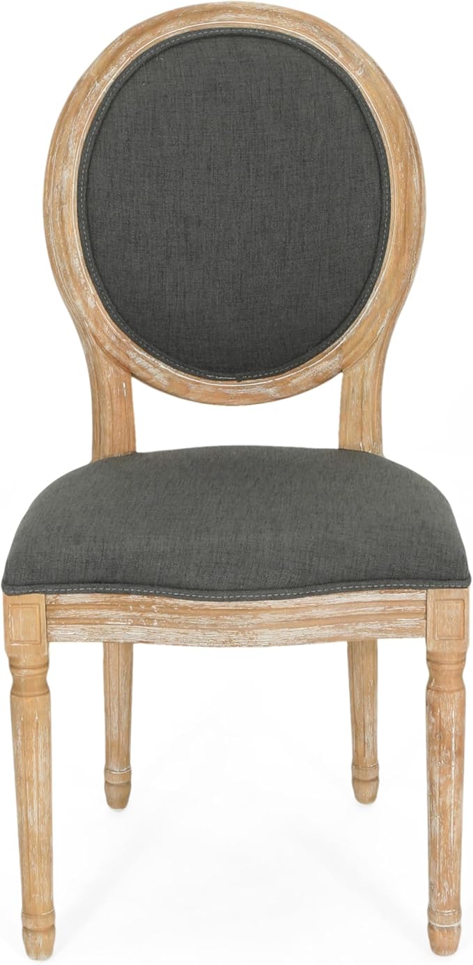 Christopher Knight Home Reed Upholstered Farmhouse Dining Chairs, Print and Dark Gray (Set of 2)