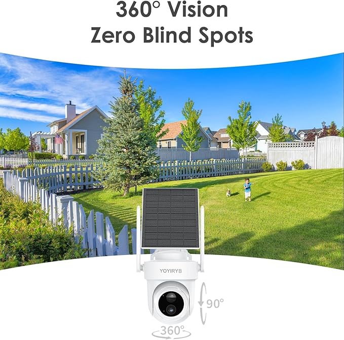 4K Security Cameras Wireless Outdoor,No Subscription, Works in -14°F [2026 NEW] Solar Home Security Camera System, 360° Human Tracking, Color Night Vision, 64GB Local Storage, 5G/2.4G WiFi, Easy Setup
