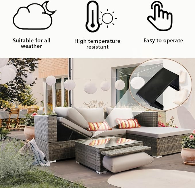 12 Pieces Outdoor Patio Furniture Clips for Wicker Sectional Couch Sofa Furniture Clips Wicker Rattan Furnitures Connector Wicker Chair Clamps Fastener Black