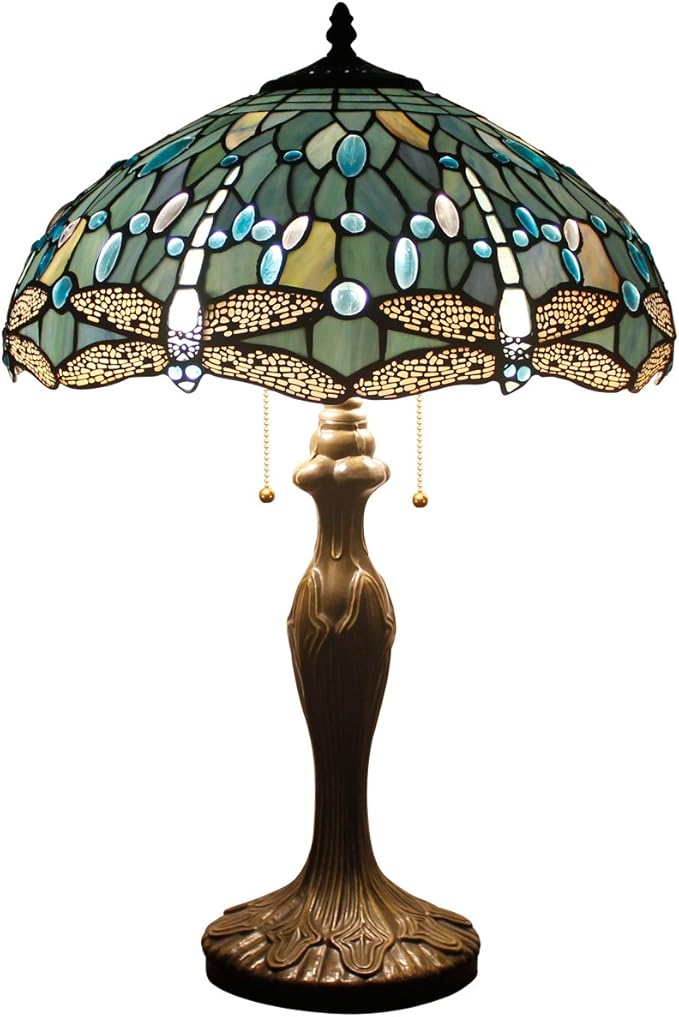 WERFACTORY Table Lamp Base Replacement Only, Wide 6.5 Height 24 Inch, Fit for 12, 14, 16, 18 Inch Tiffany Style Stained Glass Lampshade, Dark Bronze Finish, Metal, Pull Chain Switch