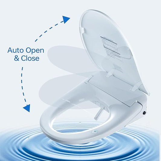 WOODBRIDGE Electronic Bidet Seat with Automatic open and close lid, Child Wash, Elongated Soft Close, White BID03