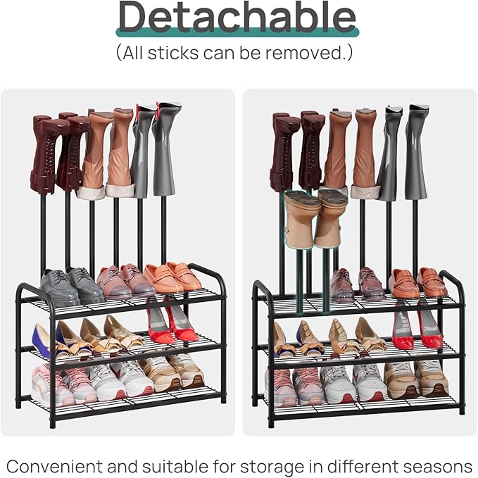 Tall Boot Rack, Boot Rack Organizer, Tall Boots with Shoe Rack for Closet, Shoe Shelf Storage Organizer for Entryway Space