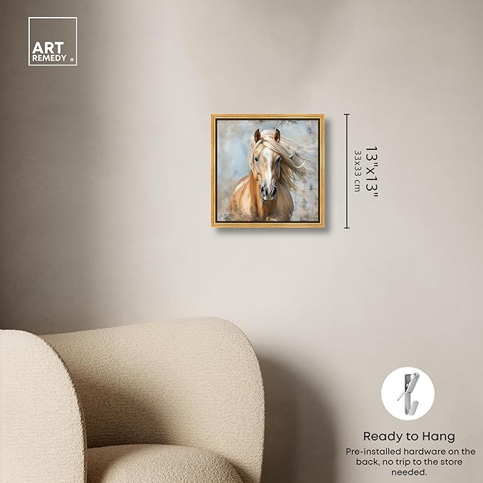 Art Remedy Rustic Rider Canvas Horse Wall Art, Gold Frame, 12" x 12"