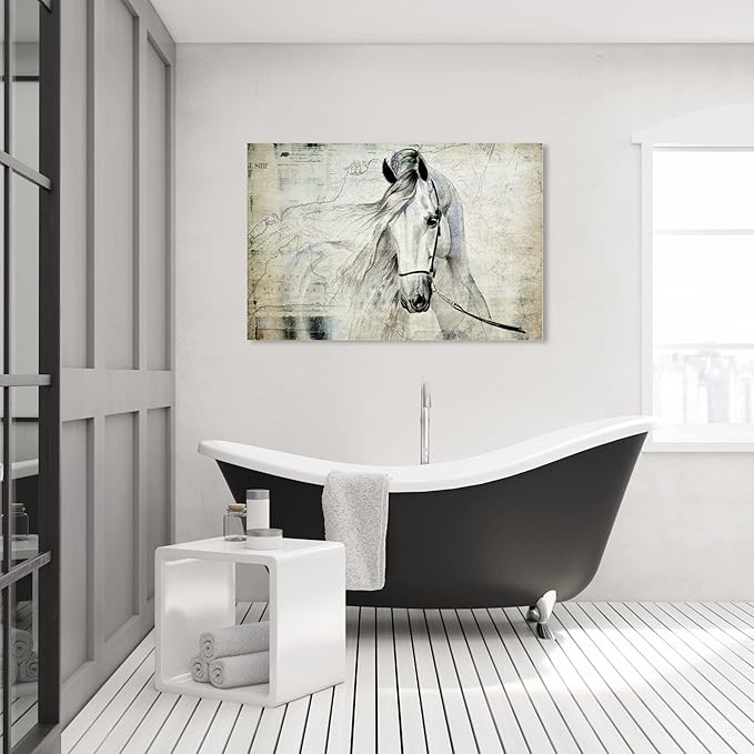 The Oliver Gal Artist Co. Oliver Gal 'Antiqus Equus' Gray Equestrian Wall Art Print Premium Canvas, 45" x 30"