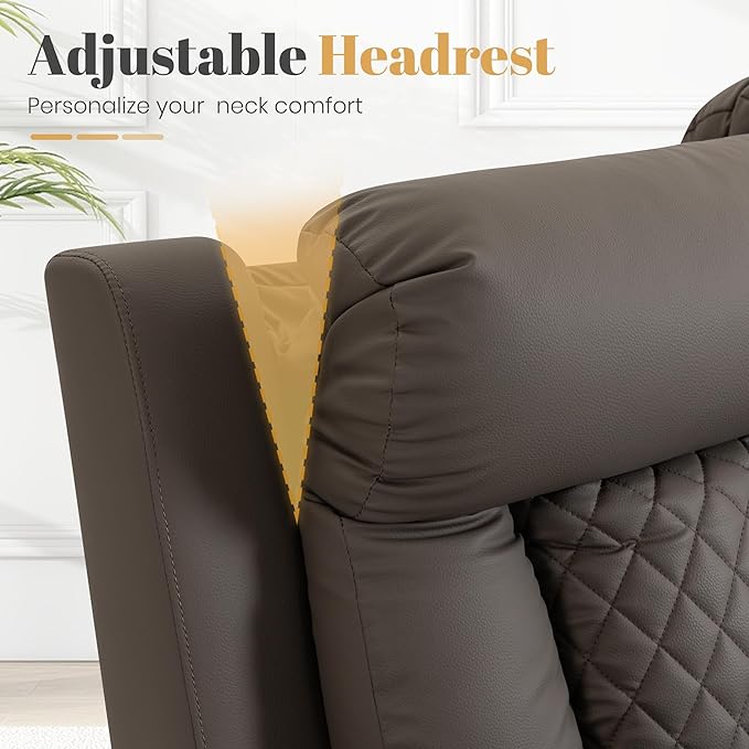 2-Piece Power Reclining Sofa Set, 3-Seater Sofa with Drop-Down Console & 2-Seater Loveseat, Zero Wall Hugger Electric Recliner Couch with Adjustable Headrest, AC Outlets (Brown, 3+2 Set)